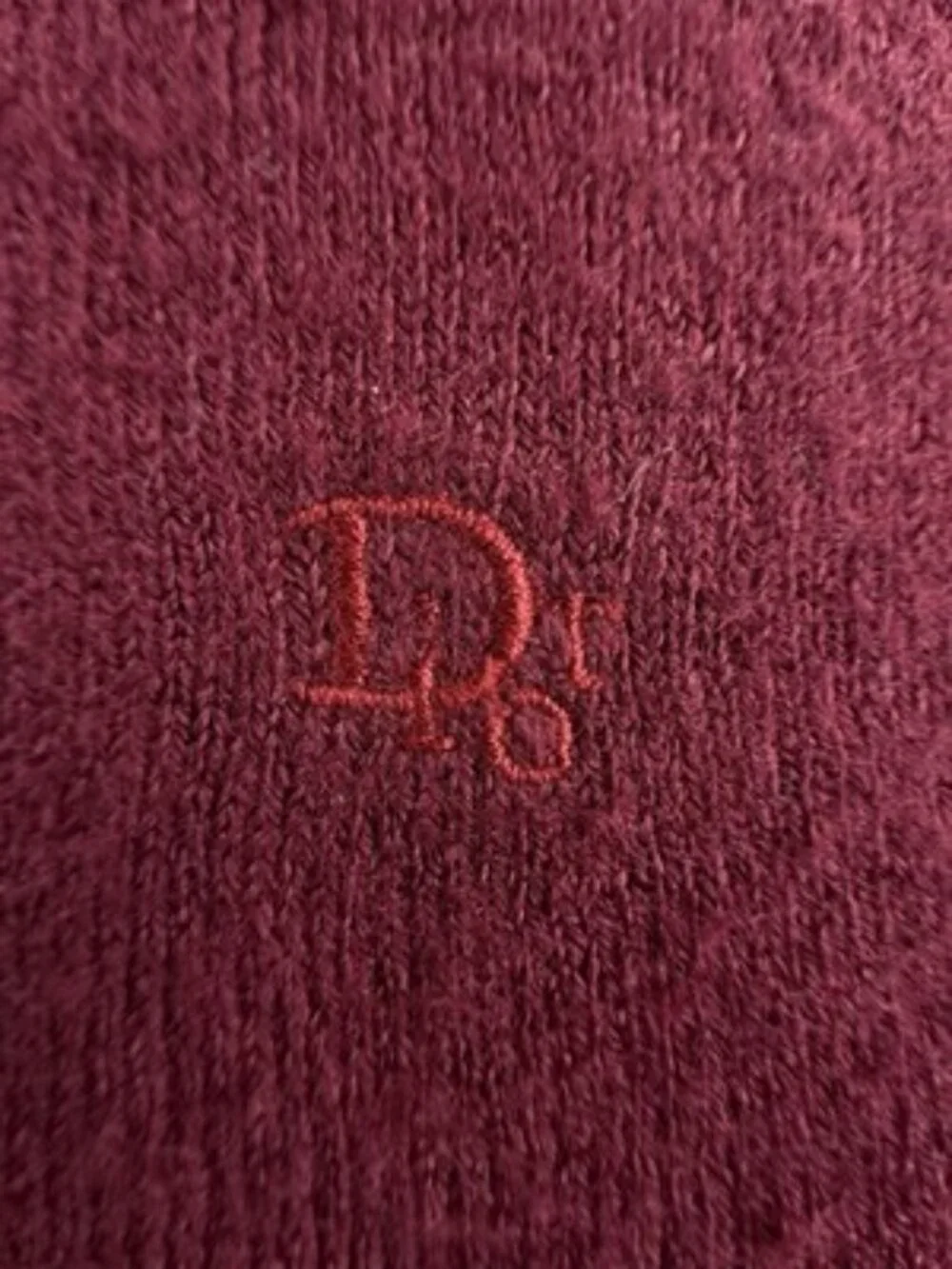 Christian Dior Acrylic Long Sleeve Pullover USA Men XL Logo Red V-Neck Sweater